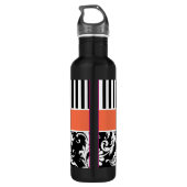 Bouteille D'eau Orange, Noir, Blanc Frappé Damas (Dos)