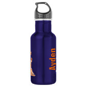 Bouteille D'eau Orange train enfants nom complet boisson turquoise (Dos)