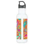 Bouteille D'eau Orange Turquoise Moderne Paisley Motif Monogramme (Dos)
