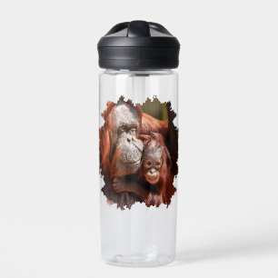 Bouteille D'eau Orangutan bébé souriant dans les bras de la mère