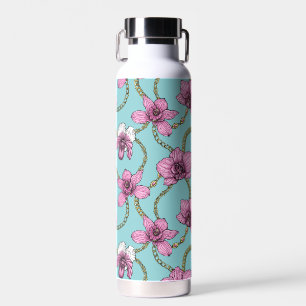 Bouteille D'eau Orchidées et chaînes, roses et bleues