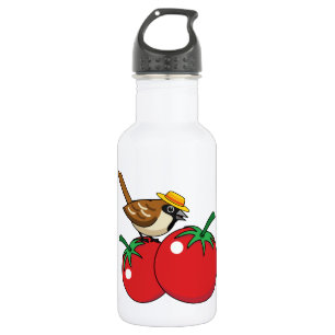 Bouteille D'eau Organic lover Sparrow Eating Red Tomato
