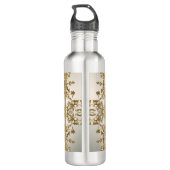 Bouteille d'eau Ornée Or Floral Blanc (Dos)