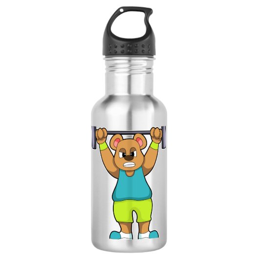 Bouteille D'eau Ours au Bodybuilding avec Barbell (Devant)