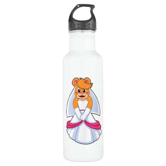 Bouteille D'eau Ours avec robe Mariage & Voile (Devant)