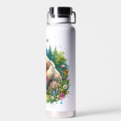 Bouteille D'eau Ours d'aquarelle mignonne et Cub Personnalisé (Arrière)