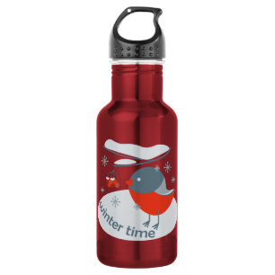 Bouteille D'eau Ours d'hiver et baies de raies rouges