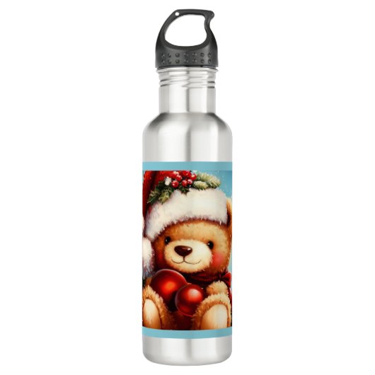 Bouteille D'eau Ours en peluche de Noël 4 (Devant)