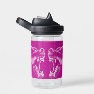 Bouteille D'eau Ours Gris Neon Rose & Blanc Nom personnalisé