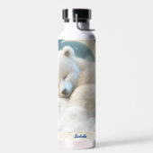 Bouteille D'eau Ours polaire couchant Lune Nuages Enfants Nom (Gauche)
