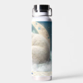 Bouteille D'eau Ours polaire couchant Lune Nuages Enfants Nom (Arrière)