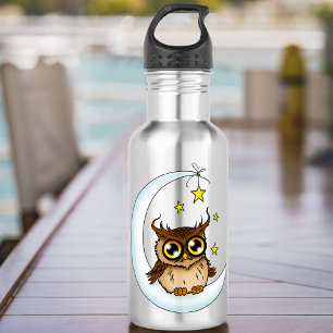 Bouteille D'eau Owl Moon Blue Cute Stars