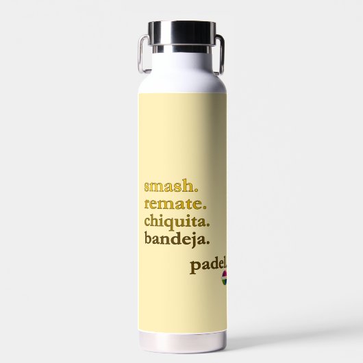 Bouteille D'eau Padel Water Bottle-Personalize Word Vibe Yellow (Avant)