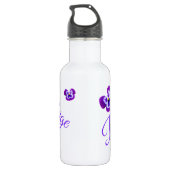 Bouteille D'eau Paige, Nom Logo Avec Pansies Violettes, (Dos)