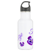 Bouteille D'eau Paige, Nom Logo Avec Pansies Violettes, (Devant)