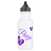 Bouteille D'eau Paige, Nom Logo Avec Pansies Violettes, (Droite)