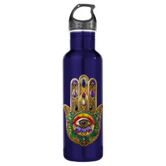 Bouteille D'eau Painted Gold Hamsa Amethyst Ruby Third Eye