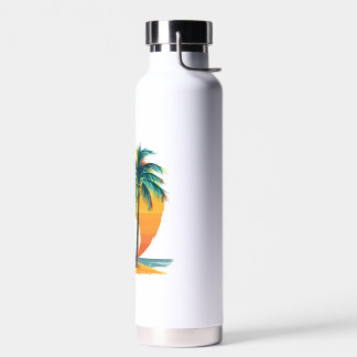 Bouteille D'eau Palmier Tropical avec Coucher de Soleil Vibrant