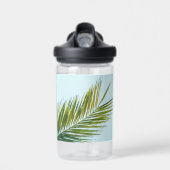 Bouteille D'eau Palmier Vert Tropical sur Fond Bleu Clair (Avant)