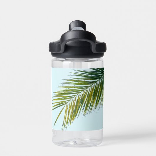 Bouteille D'eau Palmier Vert Tropical sur Fond Bleu Clair (Salle de sport)
