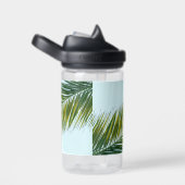 Bouteille D'eau Palmier Vert Tropical sur Fond Bleu Clair (Arrière Complet)