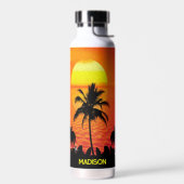 Bouteille D'eau Palmiers Et Coucher De Soleil (Gauche)