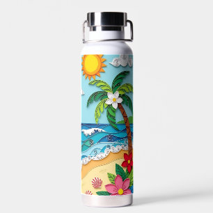 Bouteille D'eau Palmiers sur la Plage 