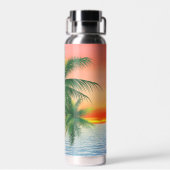 Bouteille D'eau Palmiers tropicaux et coucher de soleil (Arrière)