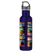 Bouteille D'eau Palmiers tropicaux et couleur océan (Dos)
