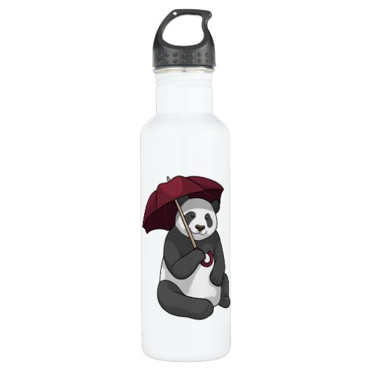 Bouteille D'eau Panda à la pluie avec parapluie (Devant)