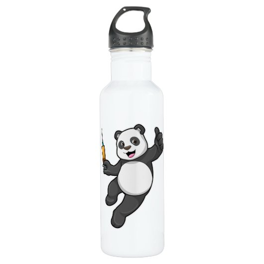 Bouteille D'eau Panda à la vaccination avec seringue (Devant)