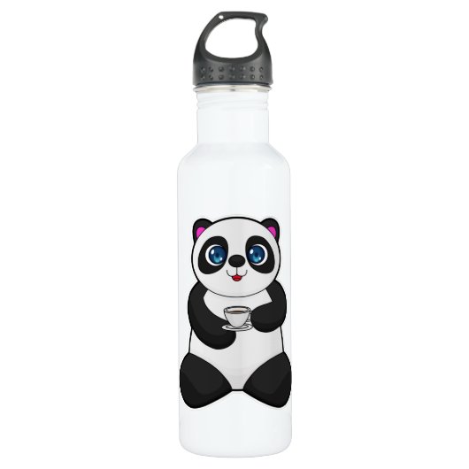 Bouteille D'eau Panda avec tasse de café (Devant)