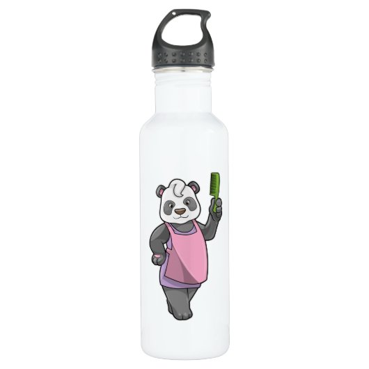 Bouteille D'eau Panda comme coiffeur avec peigne (Devant)