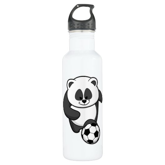 Bouteille D'eau Panda comme joueur de football à Soccer (Devant)