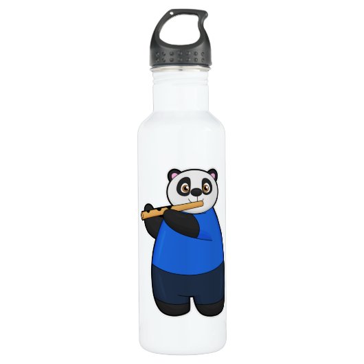 Bouteille D'eau Panda comme musicien avec Flûte (Devant)