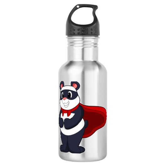 Bouteille D'eau Panda en héros avec Masque et Cap (Devant)