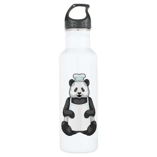 Bouteille D'eau Panda en tant que chef avec casquette Cuisine (Devant)