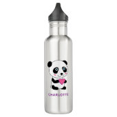 Bouteille D'eau Panda mignonne au coeur rose + Nom (Gauche)