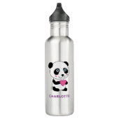 Bouteille D'eau Panda mignonne au coeur rose + Nom (Droite)