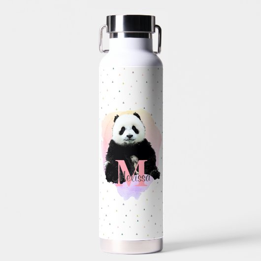Bouteille D'eau Panda Ours animal Monogramme Enfant rose (Avant)