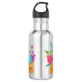 Bouteille D'eau Panier de monogramme de fleurs aquarelle (Devant)