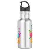 Bouteille D'eau Panier de monogramme de fleurs aquarelle (Dos)