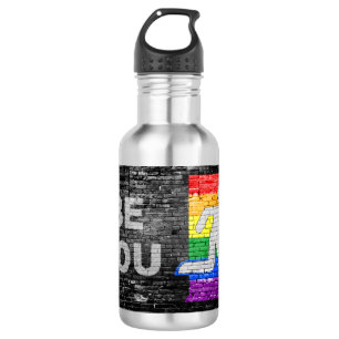 Bouteille D'eau Panneau de couleurs de fierté arc-en-ciel urbain S