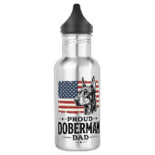 Bouteille D'eau Papa Doberman fier conception de vecteur de drapea (Gauche)
