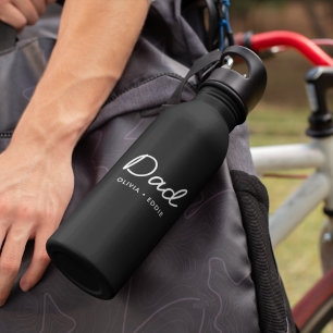 Bouteille D'eau Papa Moderne Noms des Enfants Texte pour la Fête