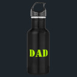 Bouteille D'eau Papa néon vert & noir cool de typographie moderne<br><div class="desc">Papa néon vert Moderne typographie cool noir bouteille d'eau en acier inoxydable. Disponible en différentes couleurs et tailles.</div>