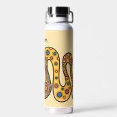 Bouteille D'eau Papier Jaune Serpent Graphique multicolore  (Arrière)