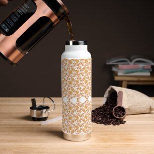 Bouteille D'eau papier peint orange et blanc au design floral