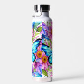 Bouteille D'eau Papillon bleu dans un champ de fleurs (Plage)
