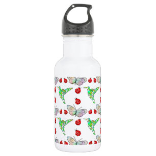 Bouteille D'eau Papillon, colibri et Motif de coccinelle